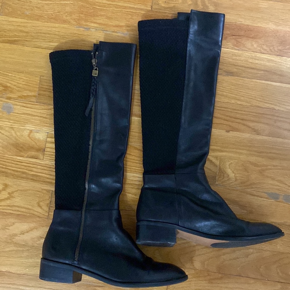 Knee Length Boots Leather/Cloth
